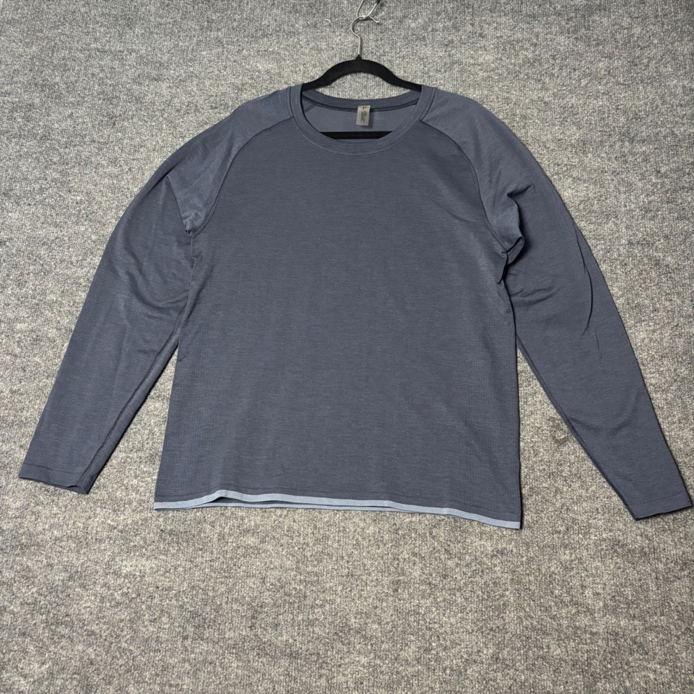 Outdoor Voices Ready Set Long Sleeve Performance Shirt Mens Medium Slate Blue